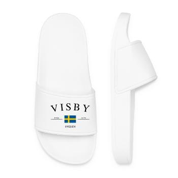 Visby Schweden – Urlaub Souvenir & Geschenk - Frauen Badelatschen - Weiß - Vorne