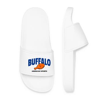 Buffalo Wing Football Shirt – Funny Fan Design - Women’s Pool Sliders - white - Front
