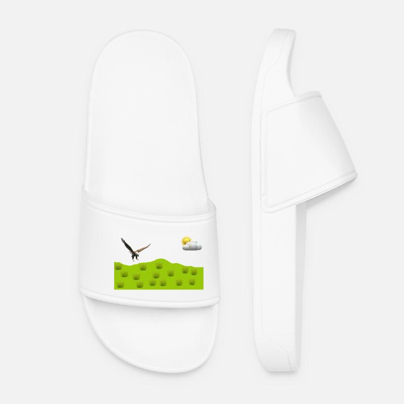 Eagle over green landscape - Women’s Pool Sliders - white