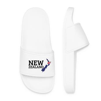 New Zealand Land Map Proud New Zealander - Women’s Pool Sliders - white - Front