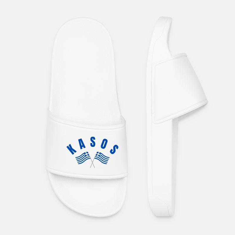 Kasos Crossed Greek Flags - Women’s Pool Sliders - white