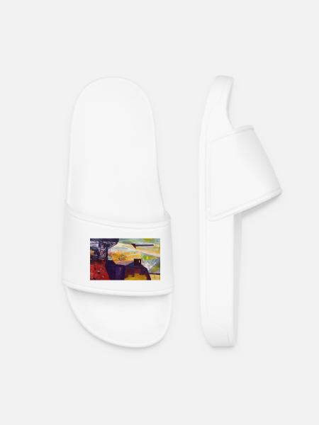 Abstract Urban Landscape - Women’s Pool Sliders - white