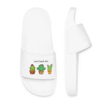 Cute cactus friends in pot - Women’s Pool Sliders - white - Front