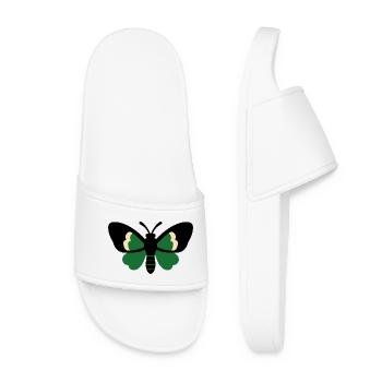 Lucky Moth Botanical Streetwear Design - Women’s Pool Sliders - white - Front
