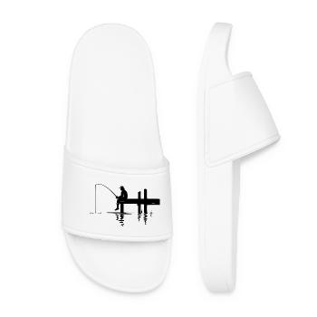 Fisherman Silhouette Nature Minimalist - Women’s Pool Sliders - white - Front