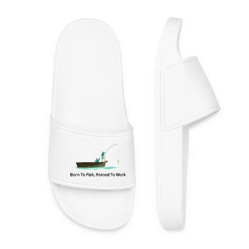 Born To Fish Forced To Work – Angler - Women’s Pool Sliders - white - Front
