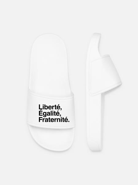 Liberté Egalité Fraternité - Devise République - Claquettes Femme - blanc