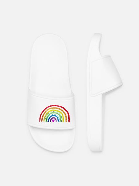 Arc en ciel paillettes - Claquettes Femme - blanc