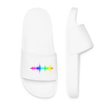 Rainbow Sound Waves - Women’s Pool Sliders - white - Front