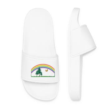 Arc-en-ciel arc-en-ciel avec prairie et papillon - Claquettes Femme - blanc - Devant