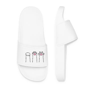 Stone Paper Scissors Cat Paw Game Cat Paws - Women’s Pool Sliders - white - Front