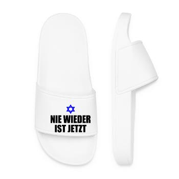 Nie wieder ist jetzt - Frauen Badelatschen - Weiß - Vorne