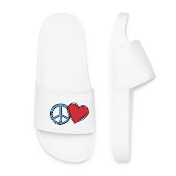 Herz Weltfrieden Peace Frieden Liebe Geschenkidee - Frauen Badelatschen - Weiß - Vorne