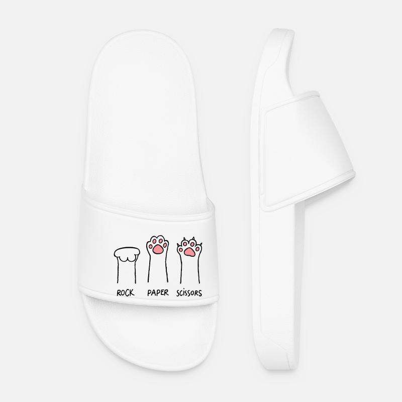 Pet Rock Paper Scissor - Women’s Pool Sliders - white