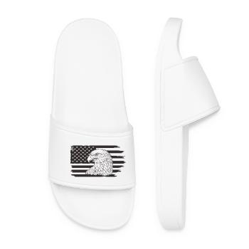 Eagle with American Flag Outline - Women’s Pool Sliders - white - Front