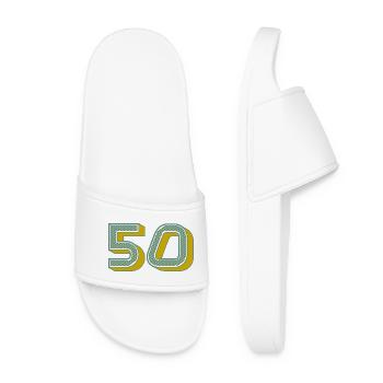 Number 50 Modern Chart - Women’s Pool Sliders - white - Front