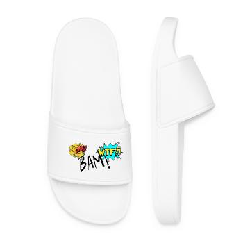 Comic Explosive OMG WTF Exclamations - Women’s Pool Sliders - white - Front