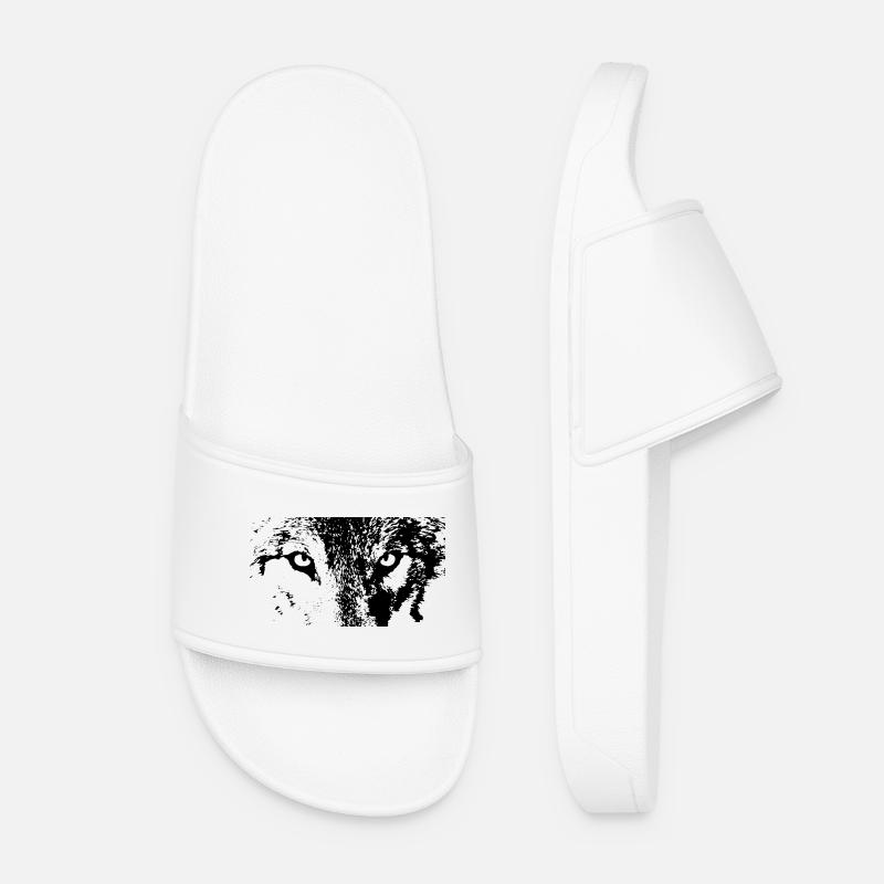 115304478_146019227_wolf_eye - Women’s Pool Sliders - white