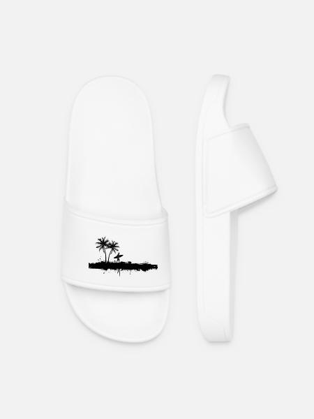 Palmenstrand Silhouette Surfer - Frauen Badelatschen - Weiß