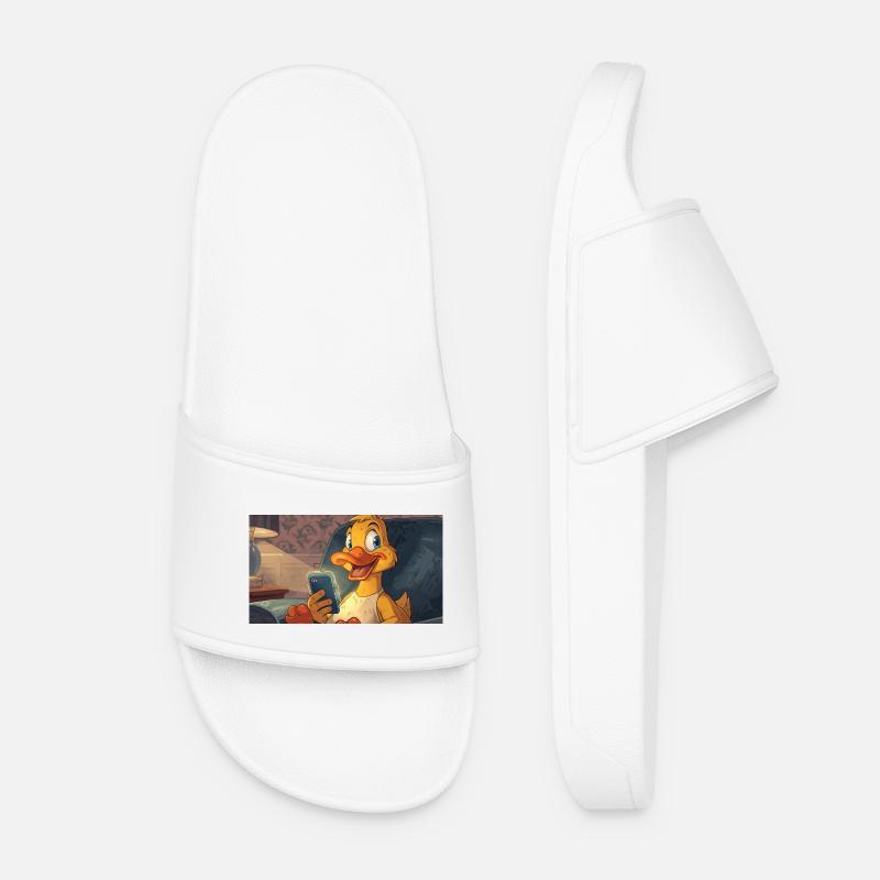 Duck on the smartphone - Women’s Pool Sliders - white