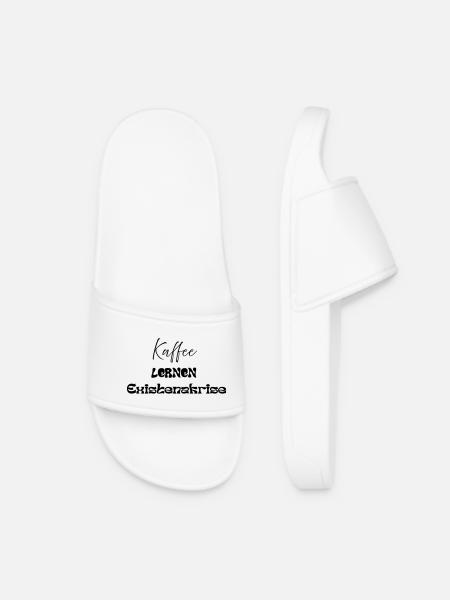 Coffee -> Learning -> Existential Crisis - Women’s Pool Sliders - white