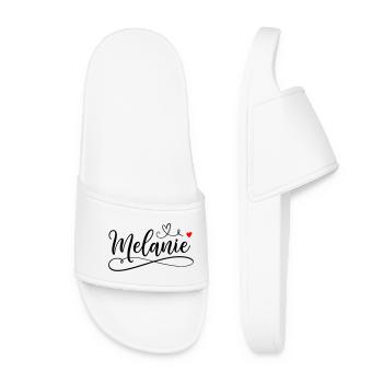 Melanie Nom de famille Prénom avec le cœur - Claquettes Femme - blanc - Devant