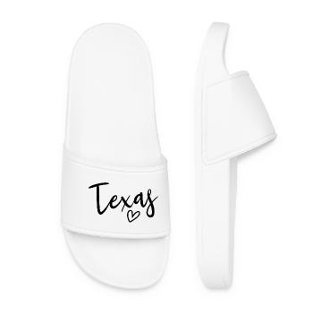 Texas Heart Women's Love Texas - Women’s Pool Sliders - white - Front