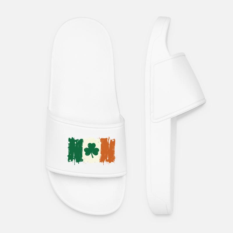 Brushed Shamrock Irish Flag - Women’s Pool Sliders - white