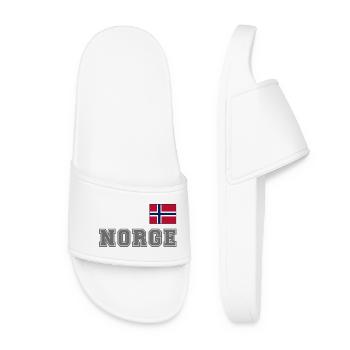 NORWEGN - NORGE Trikot Look - Flagge auf der Brust - Frauen Badelatschen - Weiß - Vorne