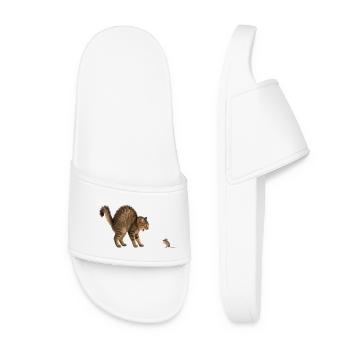 Cat and Mouse | Funny animal motif - Women’s Pool Sliders - white - Front
