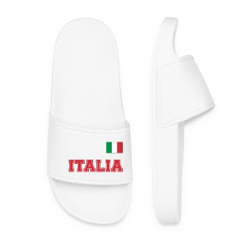 Italien Trikot Look - ITALIA mit Flagge Fahne - Frauen Badelatschen - Weiß - Vorne