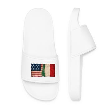 USA Italy Friendship Flag Grunge - Women’s Pool Sliders - white - Front