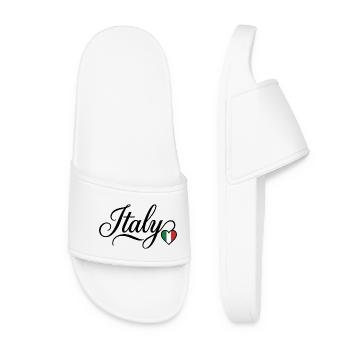 Italy Tricolor Heart Script - Women’s Pool Sliders - white - Front