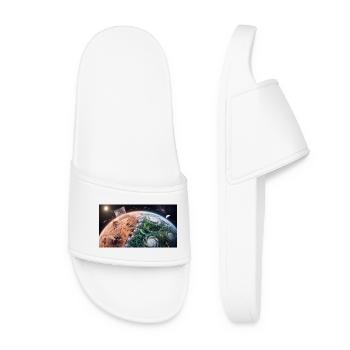 Planetary Terraforming: Birth of New Life from Spa - Women’s Pool Sliders - white - Front