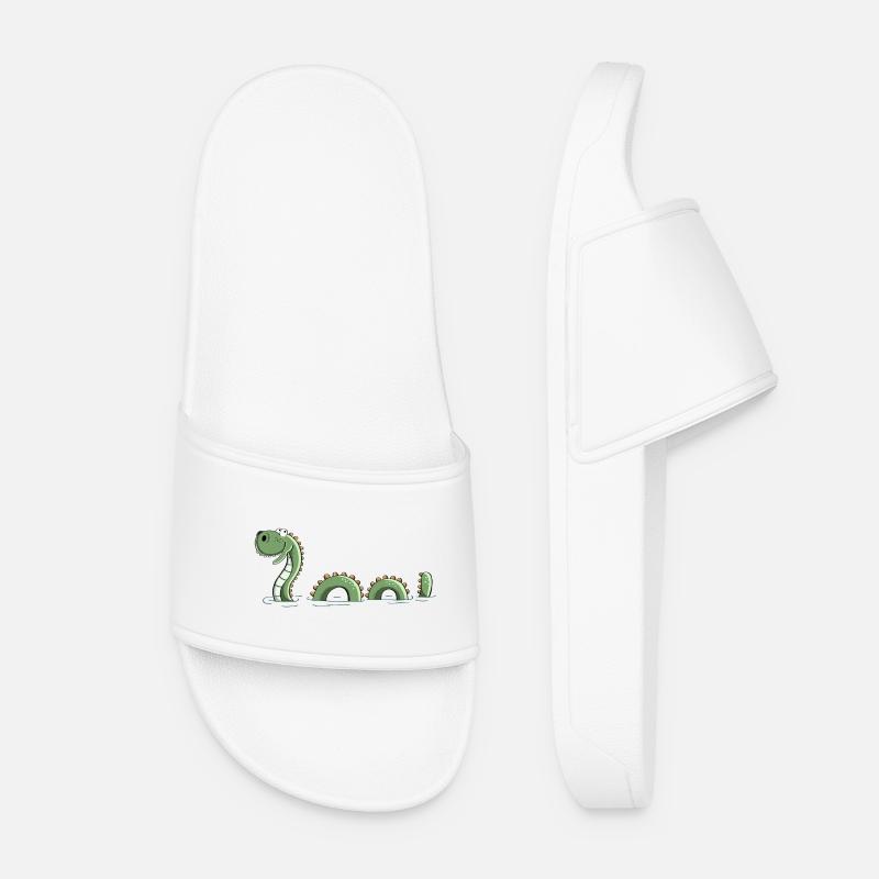 Funny Sea Monster - Monster - Nessie - Comic - Women’s Pool Sliders - white