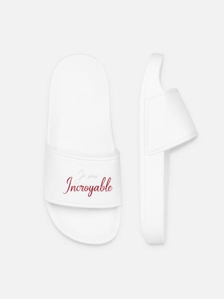 Je suis Incroyable Script Rouge - Claquettes Femme - blanc
