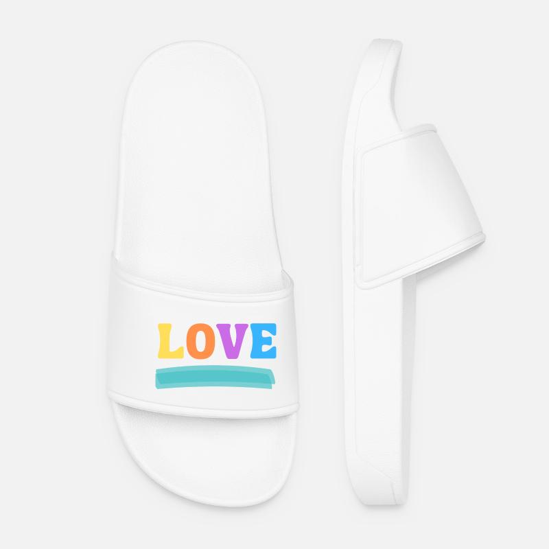 LOVE bunt - Frauen Badelatschen - Weiß
