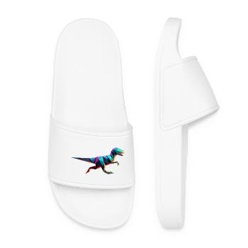 Dinosaur Raptor T-Rex Origami Geometric 3D - Women’s Pool Sliders - white - Front