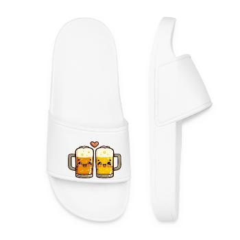 Beer Couple Love Heart Comic - Women’s Pool Sliders - white - Front