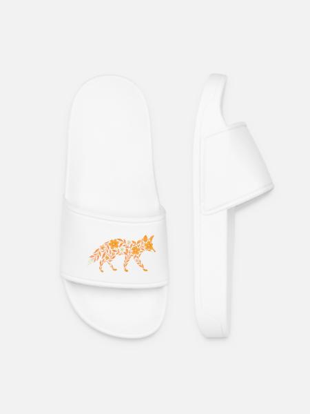 Nordic Floral - Zarter orangefarbener Fuchs - Frauen Badelatschen - Weiß