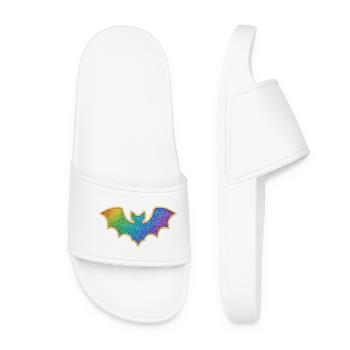 Regenbogen Fledermaus Glitter - Frauen Badelatschen - Weiß - Vorne