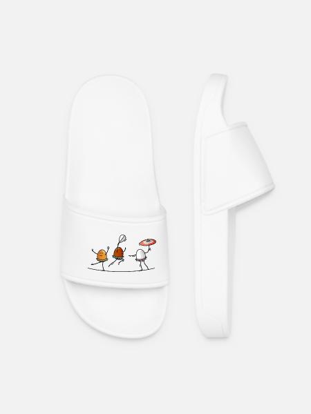 tightrope walkers, acrobats, eggs - Women’s Pool Sliders - white