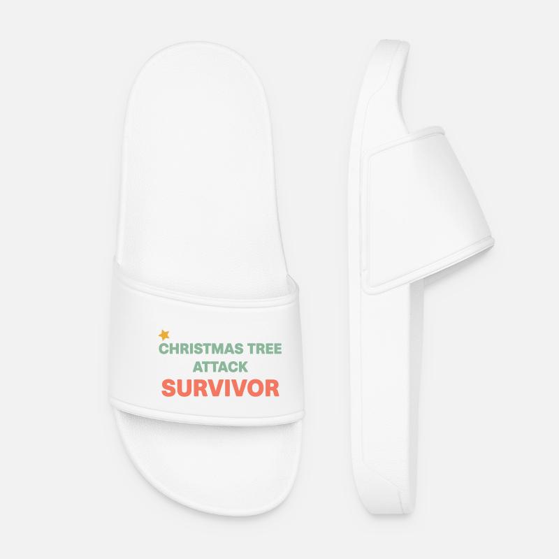 Survivor Christmas Tree - Women’s Pool Sliders - white