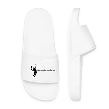 Tennis Player Tennis ECG Heartbeat - Women’s Pool Sliders - white - Front