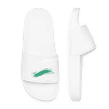 Green Brush Breeze Abstract Motif - Women’s Pool Sliders - white - Front