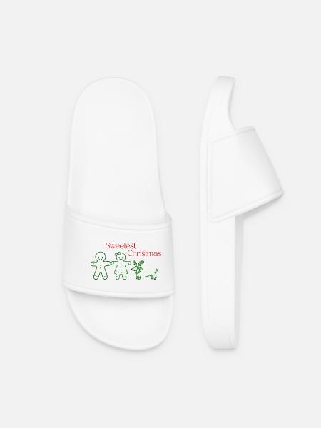 Christmas – Gingerbread Friends & Dachshund - Women’s Pool Sliders - white