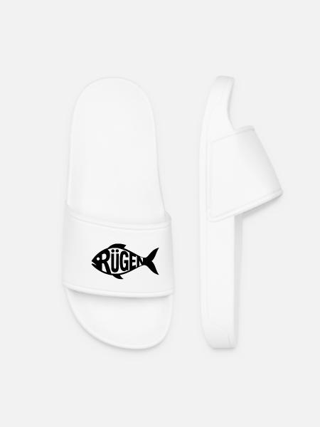 Rügen Fish Silhouette - Women’s Pool Sliders - white