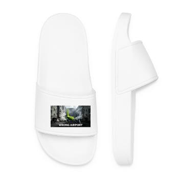 Wrong Airport - Funny Aviation Meme - Women’s Pool Sliders - white - Front