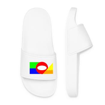 Composition des blocs de couleurs de la géométrie néon - Claquettes Femme - blanc - Devant