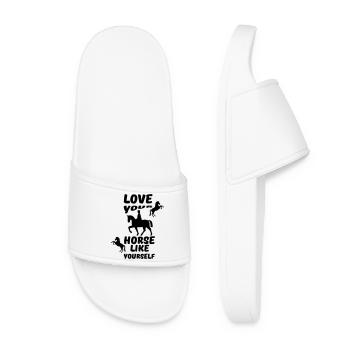 Love your horse like yourself Pferd Geschenk - Frauen Badelatschen - Weiß - Vorne